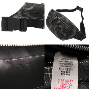 美品 バーバリー TBモノグラム ボディバッグ ワンショルダー ウエストバッグ PVC ブラック 1380【中古】BURBERRY