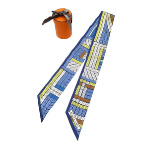 美品 エルメス ツイリー トレスH スカーフ シルク ブルーラヴァンド/マリン/ジョーヌ 1391【中古】HERMES
