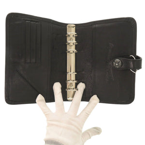 美品 クロムハーツ アジェンダ ラージ CH クロス レザー ブラック 手帳カバー 黒 1392【中古】CHROME HEARTS メンズ