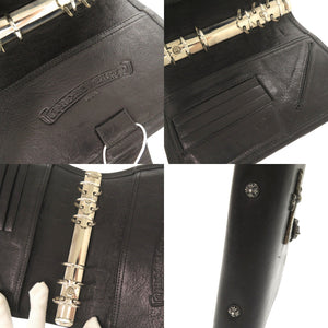 美品 クロムハーツ アジェンダ ラージ CH クロス レザー ブラック 手帳カバー 黒 1392【中古】CHROME HEARTS メンズ