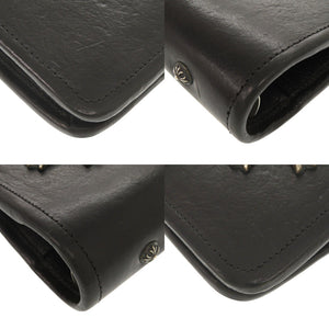 美品 クロムハーツ アジェンダ ラージ CH クロス レザー ブラック 手帳カバー 黒 1392【中古】CHROME HEARTS メンズ