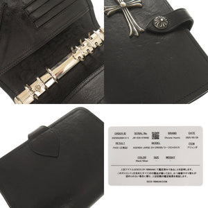 美品 クロムハーツ アジェンダ ラージ CH クロス レザー ブラック 手帳カバー 黒 1392【中古】CHROME HEARTS メンズ