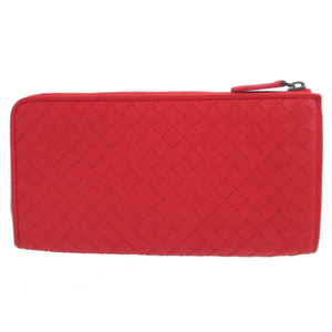 未使用 ボッテガヴェネタ イントレチャート レザー レッド 赤 L字ファスナー 長財布 財布 1395【中古】BOTTEGA VENETA