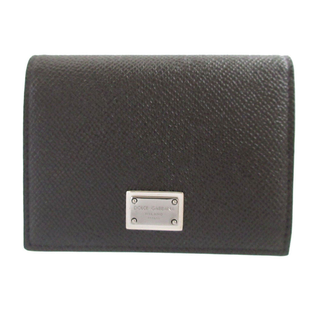 未使用 ドルチェアンドガッパーナ ロゴプレート レザー ブラック 黒 メンズ 名刺入れ カードケース 1398【中古】DOLCE＆GABBANA
