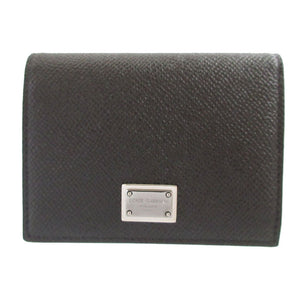 未使用 ドルチェアンドガッパーナ ロゴプレート レザー ブラック 黒 メンズ 名刺入れ カードケース 1398【中古】DOLCE＆GABBANA