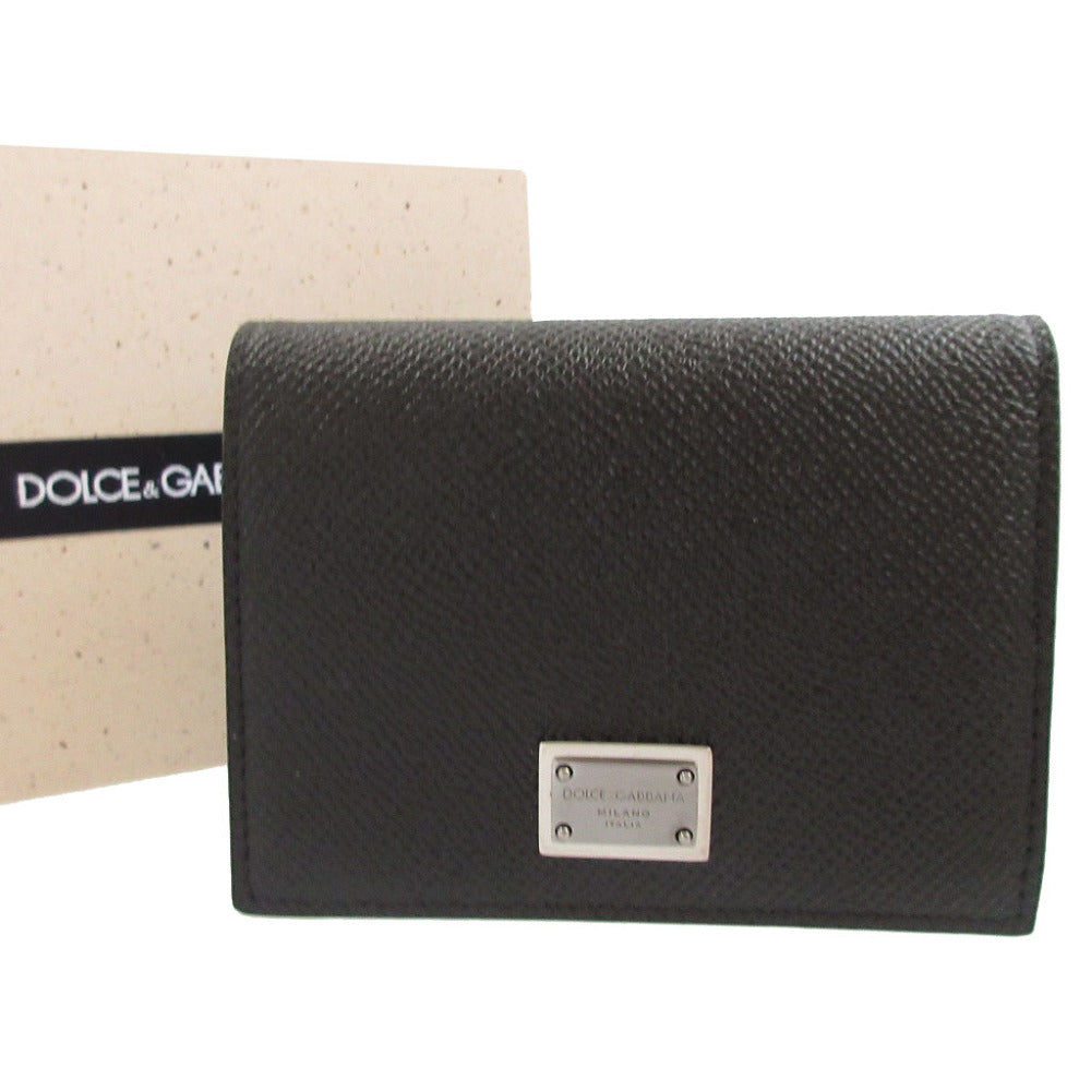 未使用 ドルチェアンドガッパーナ ロゴプレート レザー ブラック 黒 メンズ 名刺入れ カードケース 1398【中古】DOLCE＆GABBANA