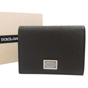 未使用 ドルチェアンドガッパーナ ロゴプレート レザー ブラック 黒 メンズ 名刺入れ カードケース 1398【中古】DOLCE＆GABBANA