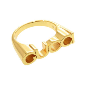 新品同様 グッチ “GUCCI” ロゴ 773855 メタル サイズM(#16号) ゴールド リング 指輪 1400【中古】GUCCI