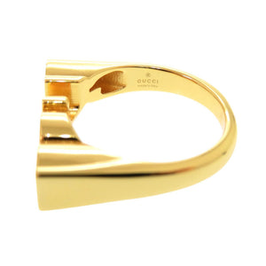 新品同様 グッチ “GUCCI” ロゴ 773855 メタル サイズM(#16号) ゴールド リング 指輪 1400【中古】GUCCI