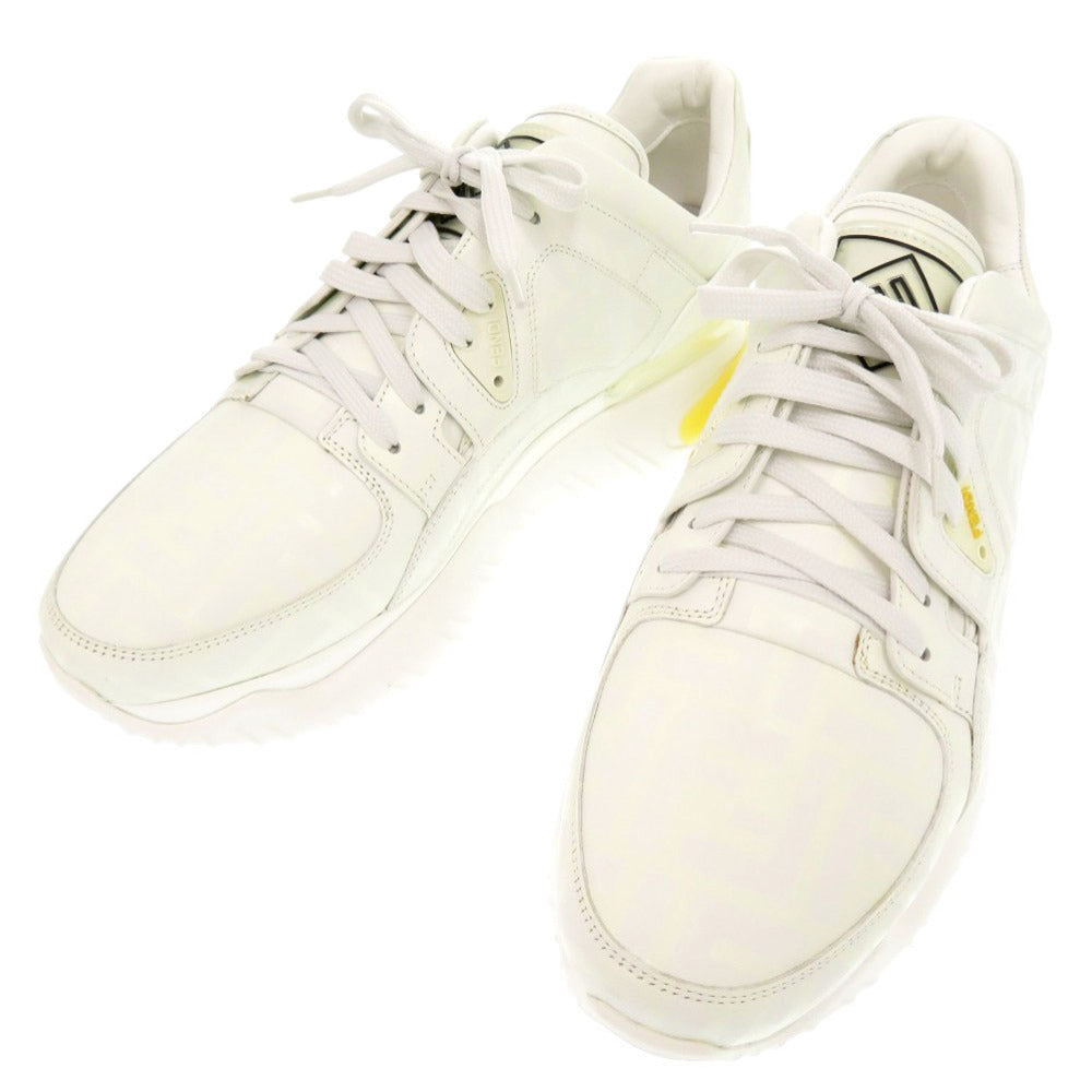 未使用 フェンディ サイズ6 1/2 レザー ホワイト イエロー スニーカー 1416【中古】FENDI メンズ