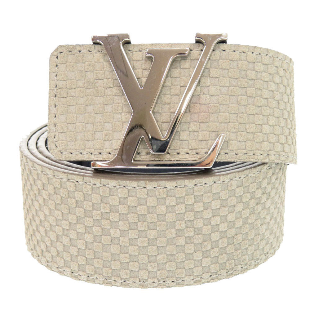美品 ルイ ヴィトン サンチュール LVイニシャル  M9712 レザー スエード グレー ベルト LV 1421【中古】LOUIS VUITTON メンズ