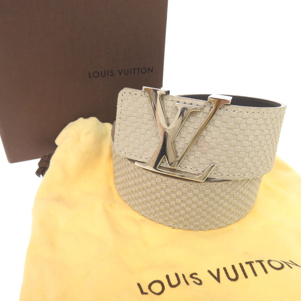 美品 ルイ ヴィトン サンチュール LVイニシャル  M9712 レザー スエード グレー ベルト LV 1421【中古】LOUIS VUITTON メンズ