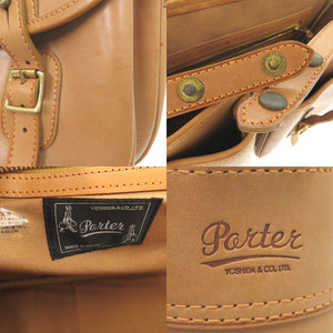 美品 ポーター ダブルポケット ショルダーバッグ 吉田カバン PORTER レザ ベージュ 1425【中古】YOSHIDA & CO. LTD.