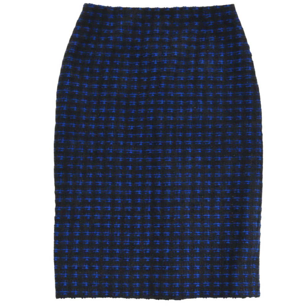 美品 シャネル ココマークボタン ツイード スカート チェック柄 ひざ丈 P52579 ポリエステル ウール ブラック 1427【中古】CHANEL