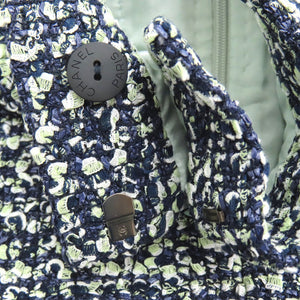 美品 シャネル ツイード スカート ひざ丈 ココマーク スパンコール コットン ポリアミド グリーン 1428【中古】CHANEL