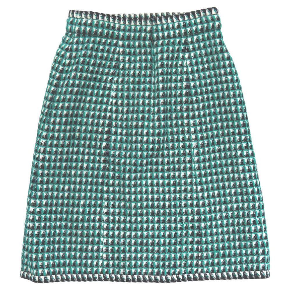 美品 シャネル ツイード スカート ココマーク  ひざ丈 装飾 コットン ポリアミド グリーン 1429【中古】CHANEL