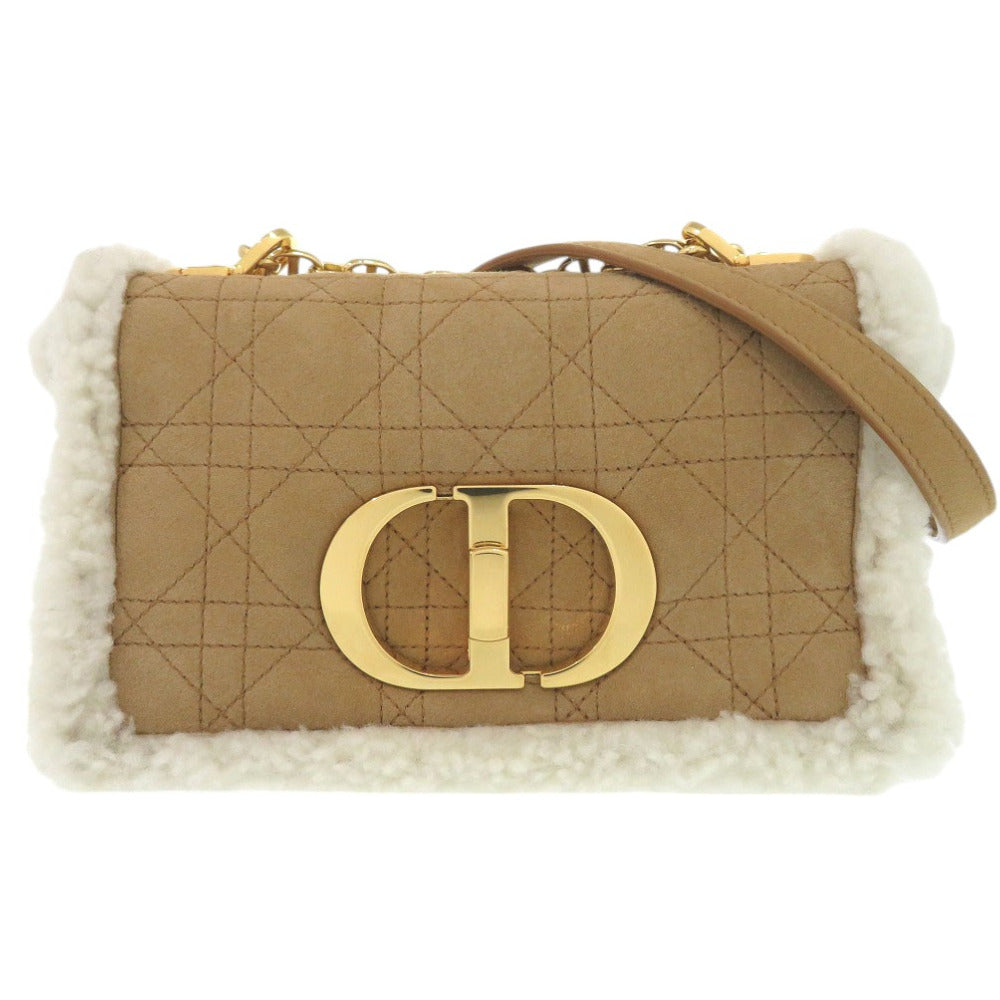 美品 クリスチャンディオール カロ CARO 斜め掛け チェーンショルダー バッグ シープスキン ウール キャメル 1452【中古】Christian Dior