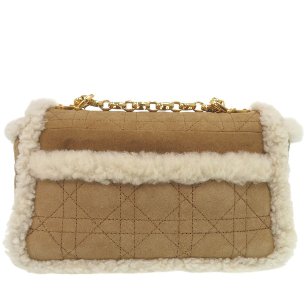 美品 クリスチャンディオール カロ CARO 斜め掛け チェーンショルダー バッグ シープスキン ウール キャメル 1452【中古】Christian Dior