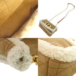 美品 クリスチャンディオール カロ CARO 斜め掛け チェーンショルダー バッグ シープスキン ウール キャメル 1452【中古】Christian Dior