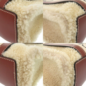 新品同様 クロエ WOODY ウッディ スモール トートバッグ ボア レザー ベージュ ブラウン 2wayハンドバッグ 1460【中古】Chloe