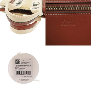新品同様 クロエ WOODY ウッディ スモール トートバッグ ボア レザー ベージュ ブラウン 2wayハンドバッグ 1460【中古】Chloe