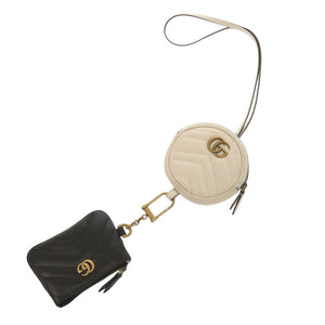 新品同様 グッチ GGマーモント 698787 レザー ブラック オフホワイト コインケース 黒 白 1462【中古】GUCCI