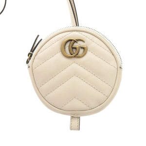 新品同様 グッチ GGマーモント 698787 レザー ブラック オフホワイト コインケース 黒 白 1462【中古】GUCCI