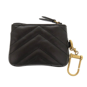 新品同様 グッチ GGマーモント 698787 レザー ブラック オフホワイト コインケース 黒 白 1462【中古】GUCCI