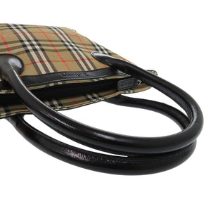 美品 バーバリー ミニトートバッグ ハンドバッグ シャドウホース シャドー ノバチェック キャンバス レザー 1468【中古】BURBERRY