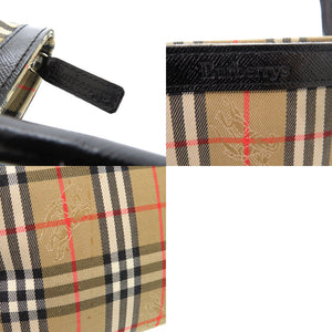 美品 バーバリー ミニトートバッグ ハンドバッグ シャドウホース シャドー ノバチェック キャンバス レザー 1468【中古】BURBERRY