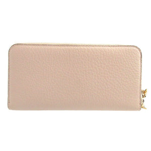 未使用 クロエ アルファベット レザー ベージュ ピンク ラウンドファスナー長財布 財布 1475【中古】Chloe