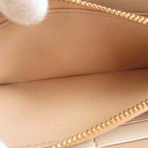 未使用 クロエ アルファベット レザー ベージュ ピンク ラウンドファスナー長財布 財布 1475【中古】Chloe