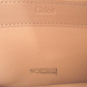 未使用 クロエ アルファベット レザー ベージュ ピンク ラウンドファスナー長財布 財布 1475【中古】Chloe