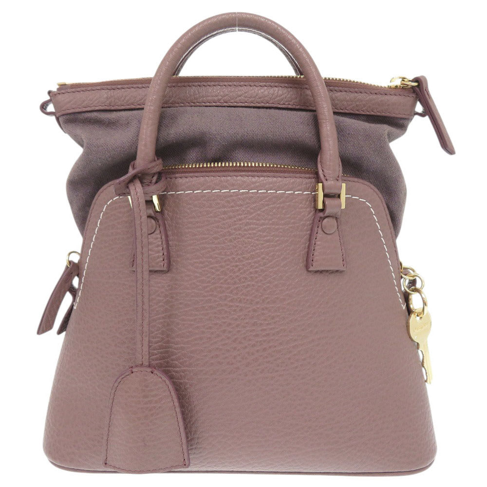 美品 メゾン マルジェラ 5AC S56WG0082 レザー キャンバス パープル 2WAY ハンドバッグ ショルダーバッグ 1478【中古】Maison Margiela