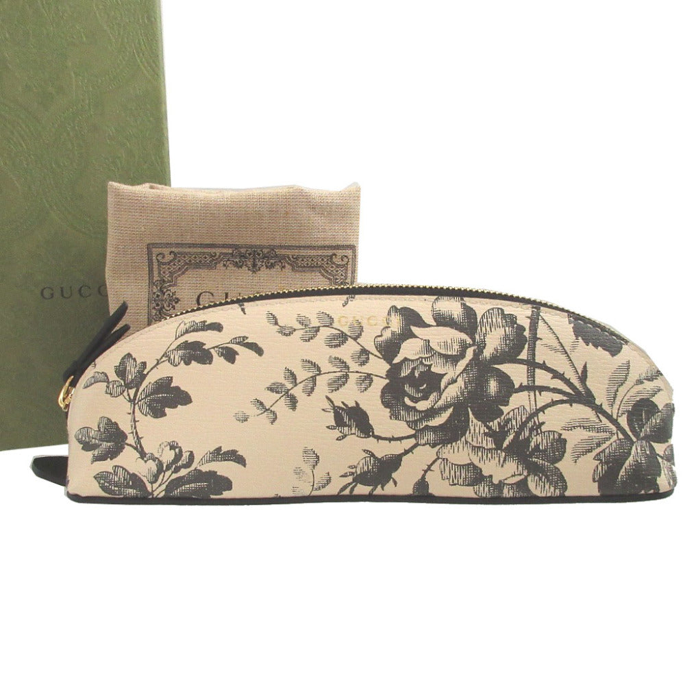 新品同様 グッチ 662130 ハーバリウム レザー ベージュ ブラック 黒 ペンケース 1482【中古】GUCCI