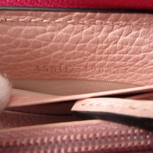 未使用 グッチ GGマーモント 456117 レザー ピンク ラウンドファスナー長財布 財布 1497【中古】GUCCI