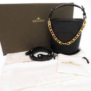 新品同様 デルボー パン エクラ ナノ レザー ブラック ハンドバッグ ショルダーバッグ 黒 1498【中古】DELVAUX