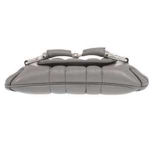 新品同様 グッチ ホースビット 764339 レザー グレー ショルダーバッグ 1515【中古】GUCCI