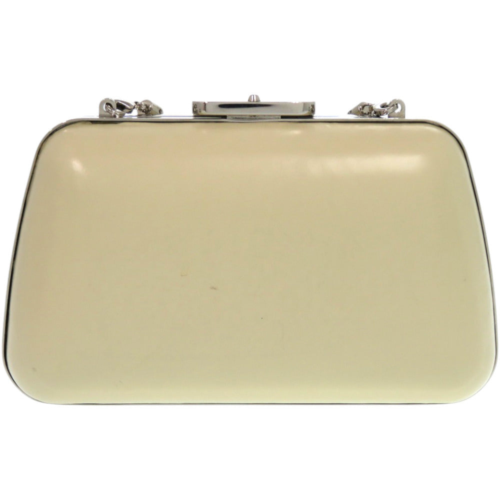 美品 バレンシアガ がま口 1 27276 レザー メタル シルバー金具 アイボリー 白 ショルダーバッグ 1518【中古】BALENCIAGA