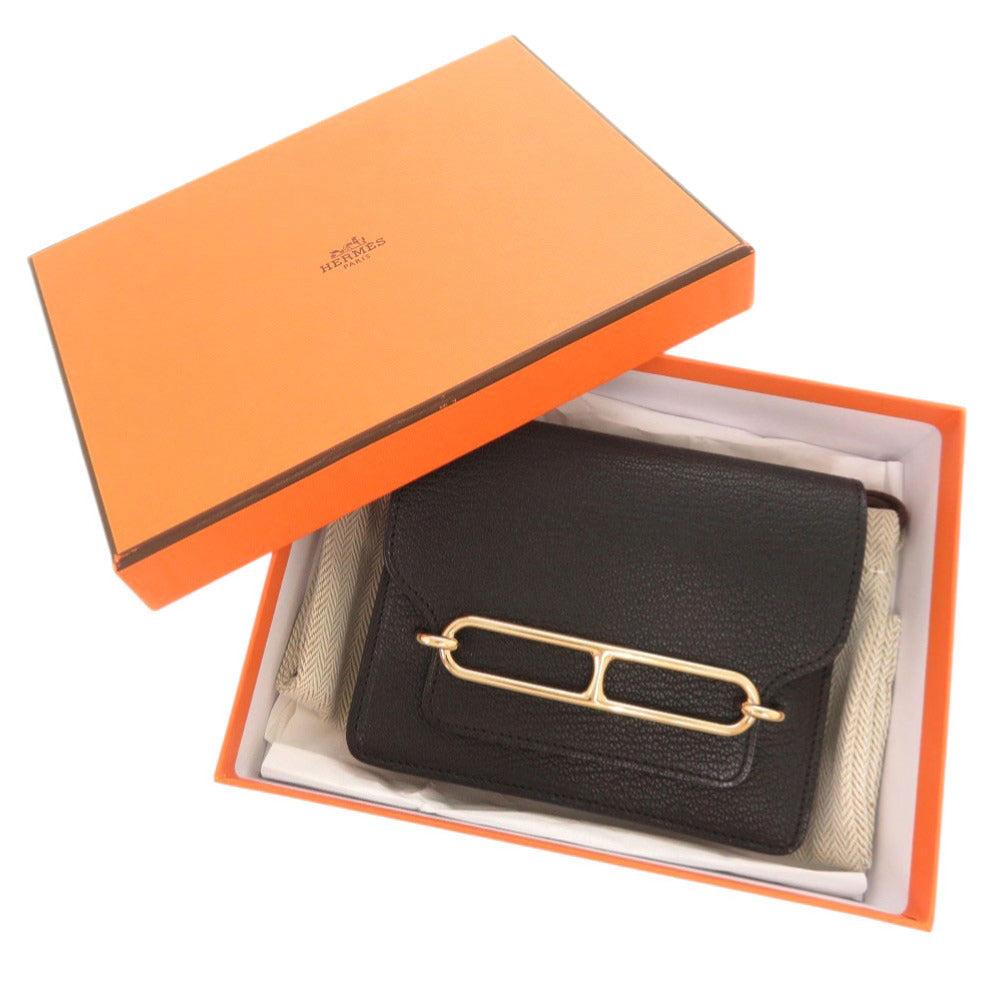 新品同様 エルメス ロウリス ルリ スリム シェーブル ブラック ゴールド金具 B刻印(2023年製) コインケース 1524【中古】HERMES