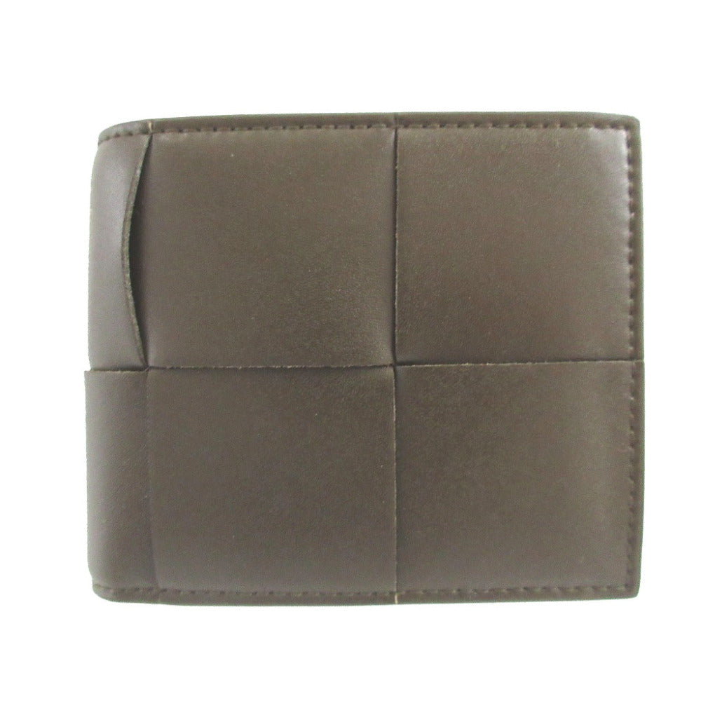 新品同様 ボッテガヴェネタ イントレチャート カセット コンパクトウォレット 749455 レザー カーキ 緑 2つ折り財布 財布 1550【中古】BOTTEGA VENETA