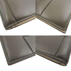 新品同様 ボッテガヴェネタ イントレチャート カセット コンパクトウォレット 749455 レザー カーキ 緑 2つ折り財布 財布 1550【中古】BOTTEGA VENETA