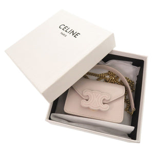 新品同様 セリーヌ トリオンフ レザー ピンク系 ミニ チェーンショルダーバッグ チェーンショルダーポーチ 1551【中古】CELINE