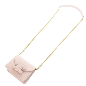 新品同様 セリーヌ トリオンフ レザー ピンク系 ミニ チェーンショルダーバッグ チェーンショルダーポーチ 1551【中古】CELINE