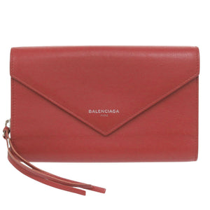 美品 バレンシアガ 371661 カーフレザー レッド 長財布 赤 1553【中古】BALENCIAGA