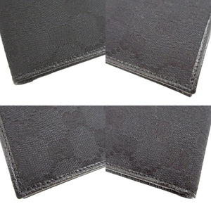 未使用 グッチ 04862 GGキャンバス レザー ブラック 黒 2つ折り財布 財布 1554【中古】GUCCI