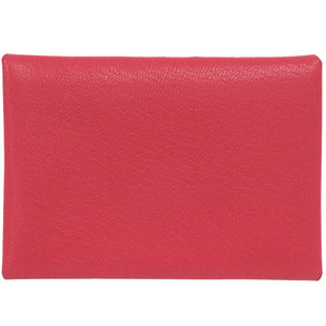 未使用 エルメス カルヴィデュオ シェーブルシャムキラ ローズエクストリーム シルバー金具 W刻印(2024年製) コインケース 財布 赤 1558【中古】HERMES