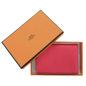 未使用 エルメス カルヴィデュオ シェーブルシャムキラ ローズエクストリーム シルバー金具 W刻印(2024年製) コインケース 財布 赤 1558【中古】HERMES