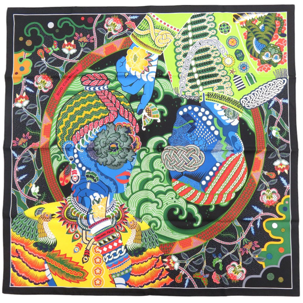 未使用品 エルメス カレ90 DUO COSMIQUE デュオ コスミック シルク マルチカラー スカーフ 1568【中古】HERMES