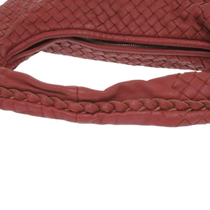 美品 ボッテガヴェネタ イントレチャート ホーボー レザー レッド ハンドバッグ 赤 1569【中古】BOTTEGAVENETA